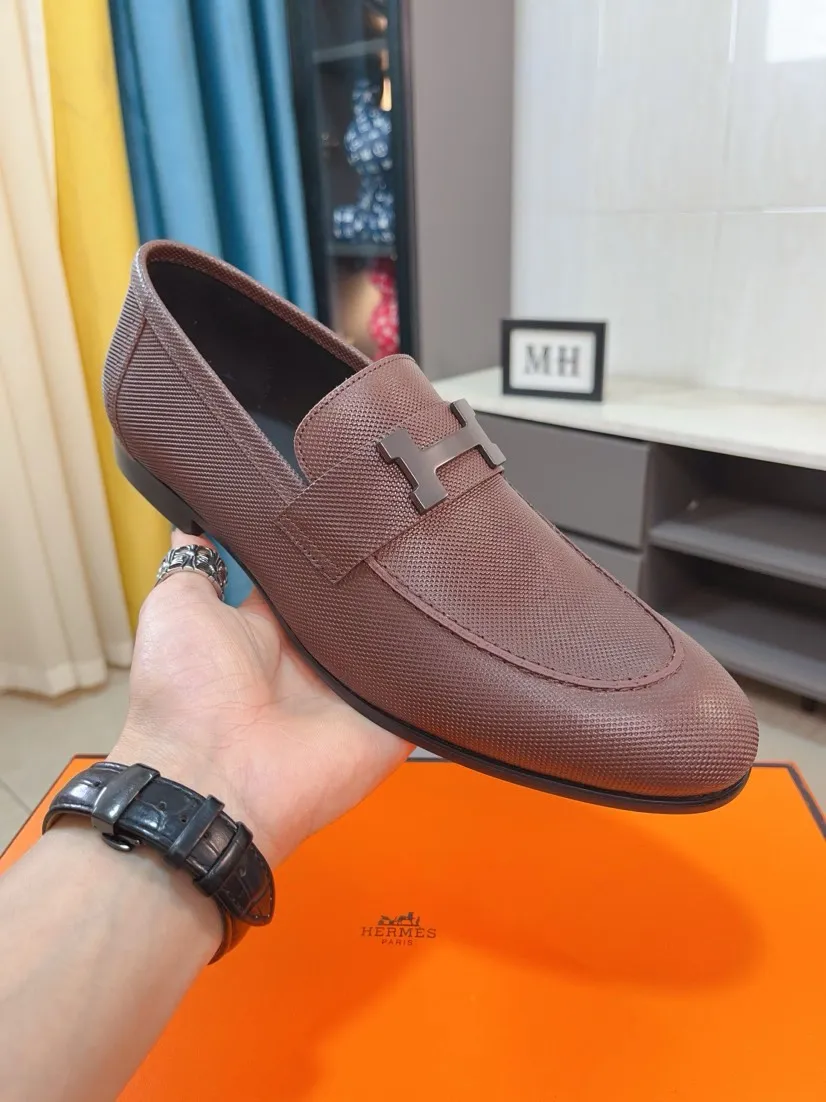 Men's shoes 💰560🌹🌹Niuli "HERMES" Hermès business leather shoes, original factory configuration, original imported cowhide upper + luxury hardware logo + fully imported original customized cowhide lining, sole: rubber wear-resistant outsole, difficult craftsmanship, original factory follow-up goods, 🔍🔍high quality code number: 38-44 45 can be customized